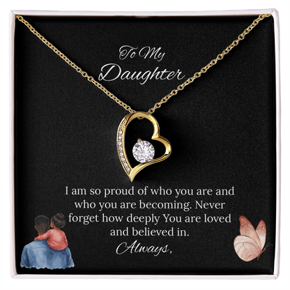 African American Father-Daughter - To My Daughter Forever Love Necklace in Luxury and Black & White Standard Box