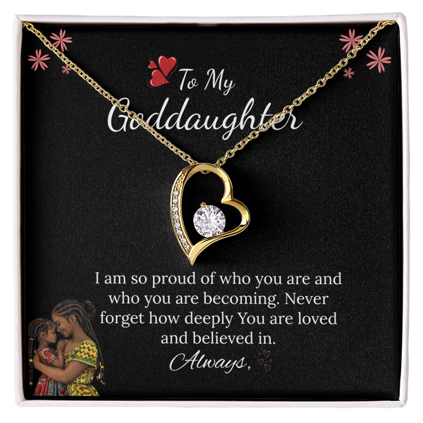 African American - For My Goddaughter Forever Love Necklace in Luxury and Black & White Standard Box