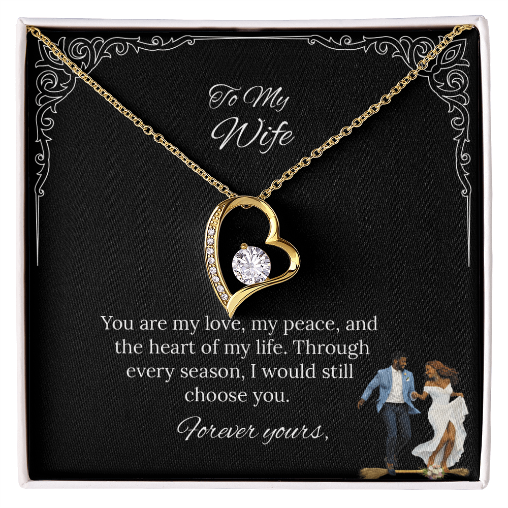 African American - To My Wife Forever Love Necklace in Luxury or Standard Black & White Box