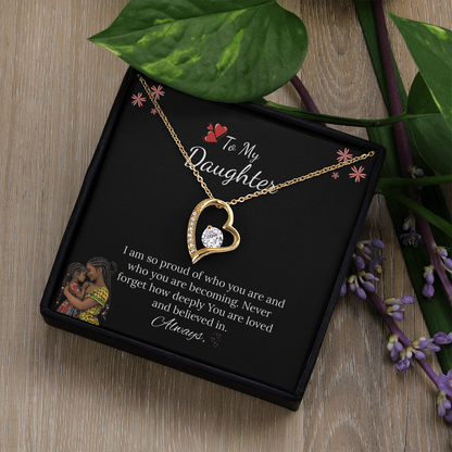 African American - To My Daughter Forever Love Necklace in Luxury and Black & White Standard Box