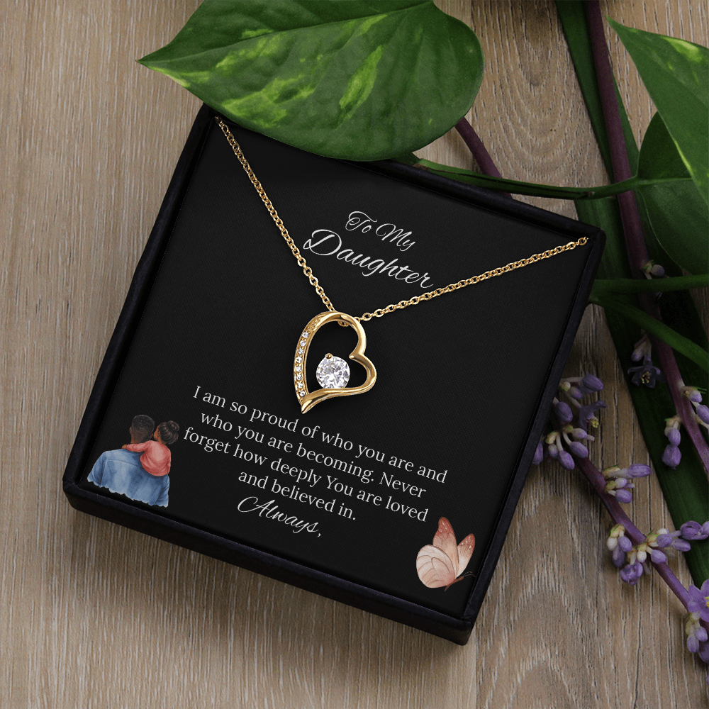 African American Father-Daughter - To My Daughter Forever Love Necklace in Luxury and Black & White Standard Box