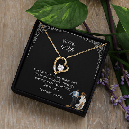African American - To My Wife Forever Love Necklace in Luxury or Standard Black & White Box