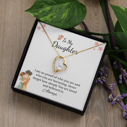 To My Daughter Forever Love Necklace in Luxury and Black & White Standard Box