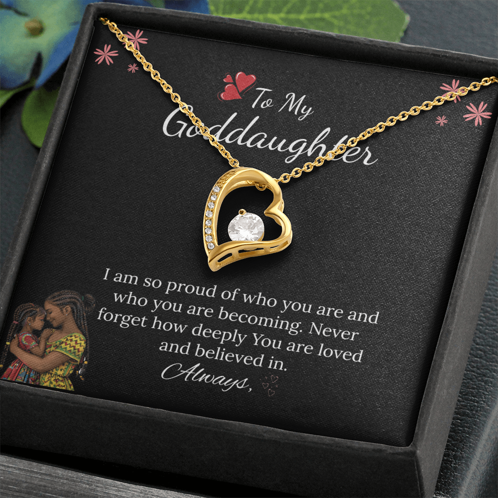 African American - For My Goddaughter Forever Love Necklace in Luxury and Black & White Standard Box