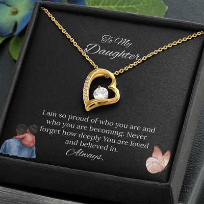 African American Father-Daughter - To My Daughter Forever Love Necklace in Luxury and Black & White Standard Box