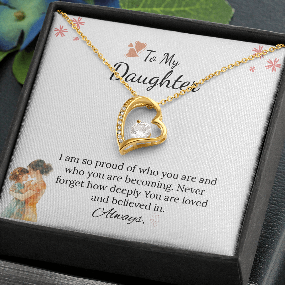 To My Daughter Forever Love Necklace in Luxury and Black & White Standard Box