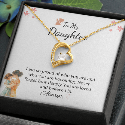 To My Daughter Forever Love Necklace in Luxury and Black & White Standard Box