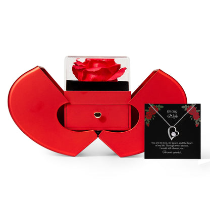 Forever Love Necklace in Luxury Red Heart Rose Box
