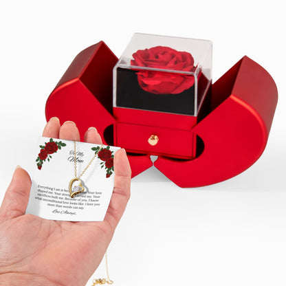 For My Mom Forever Love Necklace in Luxury Red Heart Rose Box