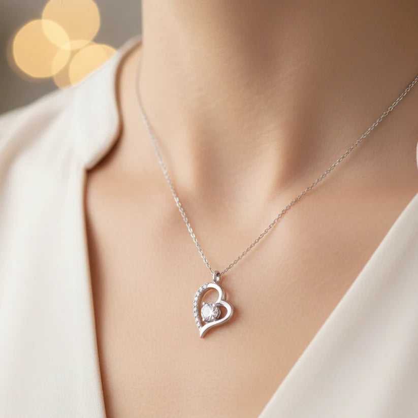 For My Mom Forever Love Necklace in Luxury Red Heart Rose Box