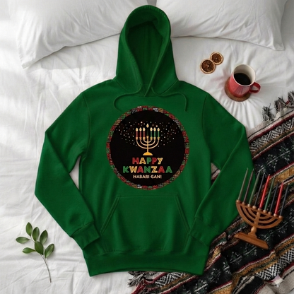 Happy Kwanzaa Unisex Hoodie for Entire Family – Circle Kinara Design  - Adult