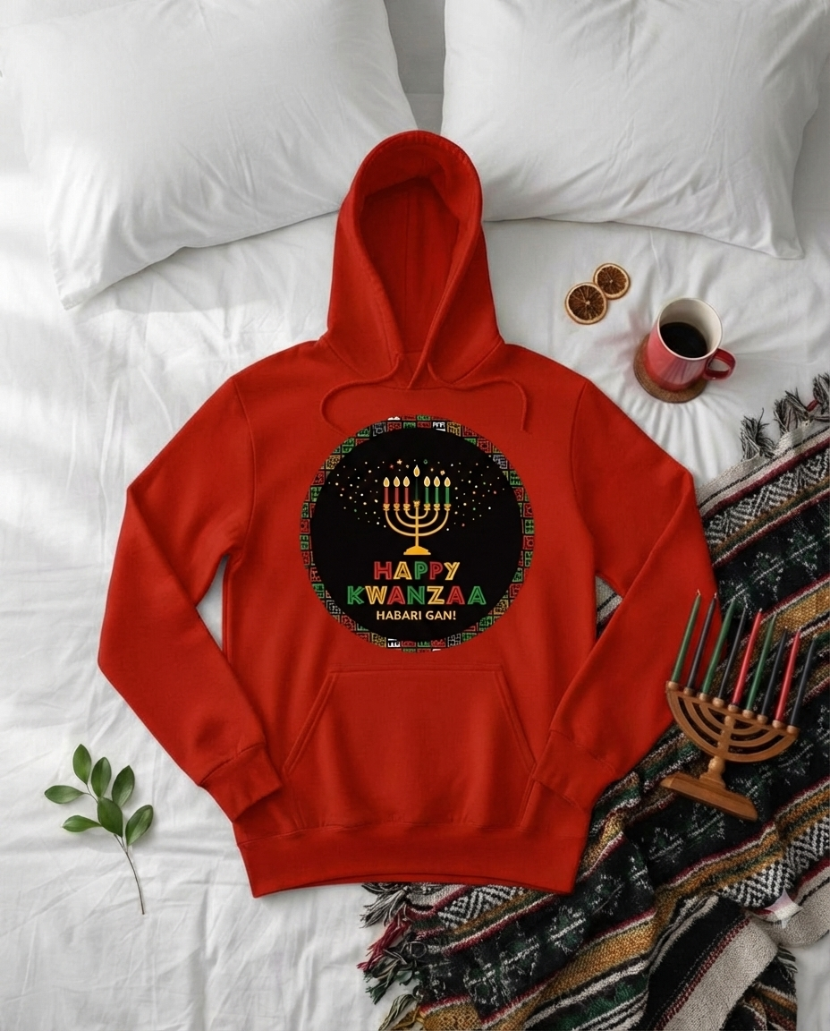 Happy Kwanzaa Unisex Hoodie for Entire Family – Circle Kinara Design  - Adult