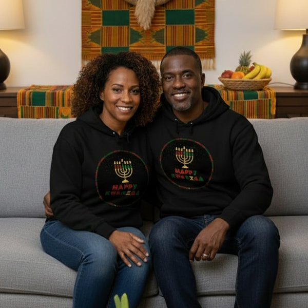 Happy Kwanzaa Unisex Hoodie for Entire Family – Circle Kinara Design  - Adult