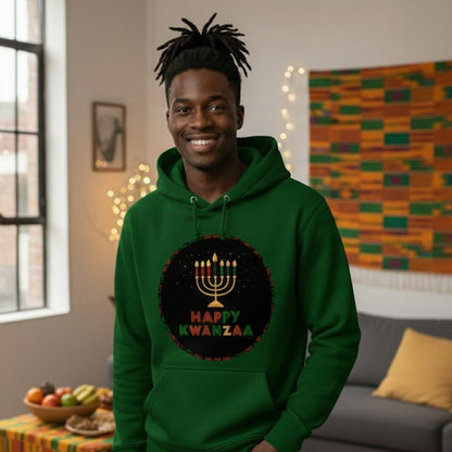 Happy Kwanzaa Unisex Hoodie for Entire Family – Circle Kinara Design  - Adult