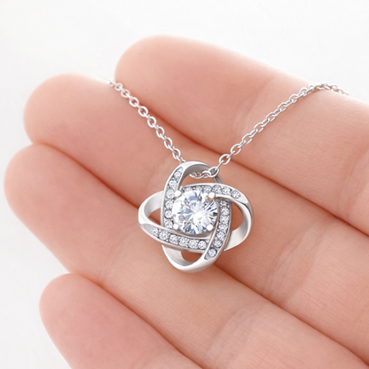 For My Love Eternal Love Knot Necklace in Luxury Red Heart Rose Box