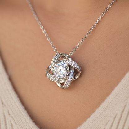 To My Soulmate Love Knot Necklace in Luxury or Standard Black & White Box