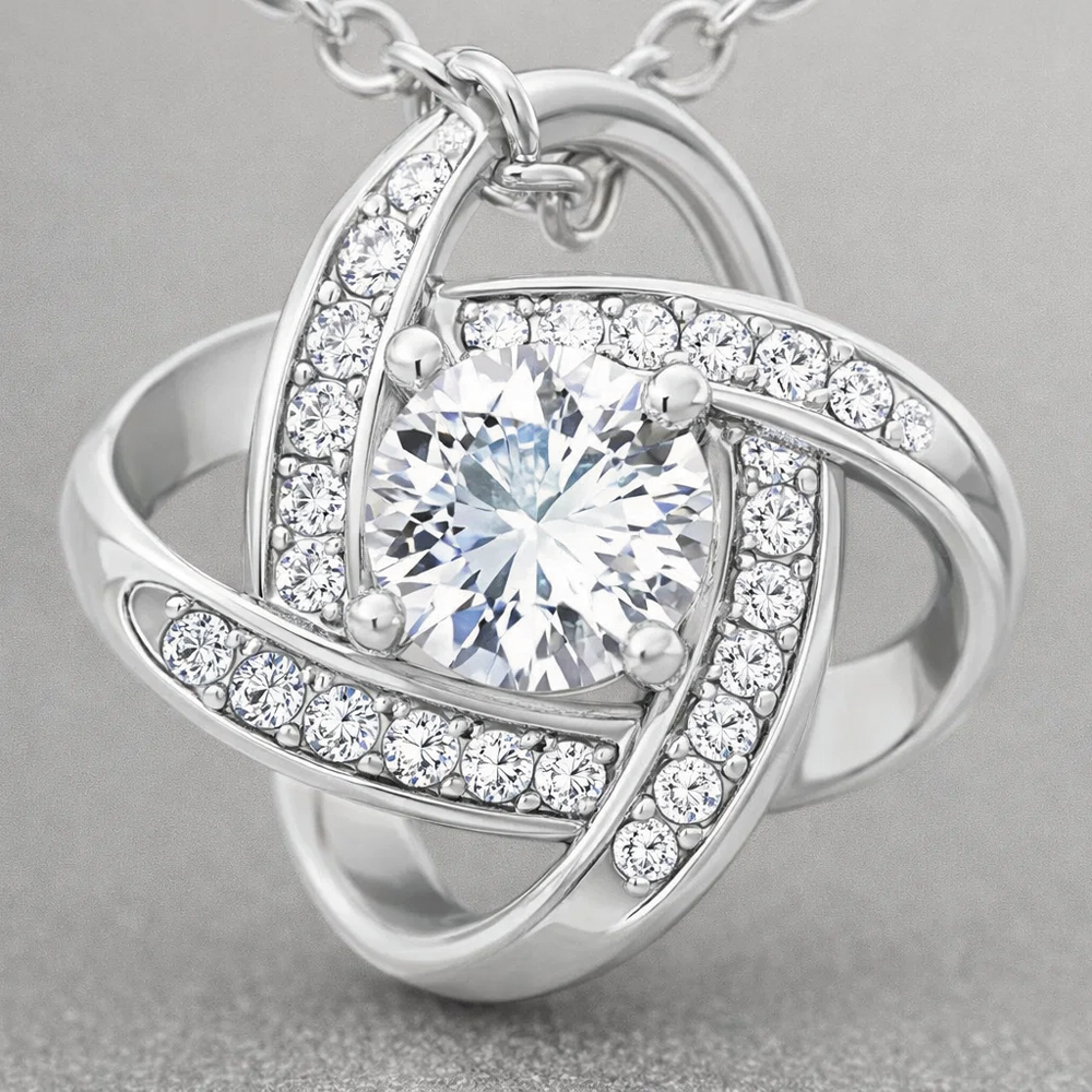 African American To My Wife Love Knot Necklace in Luxury or Standard Black & White Box