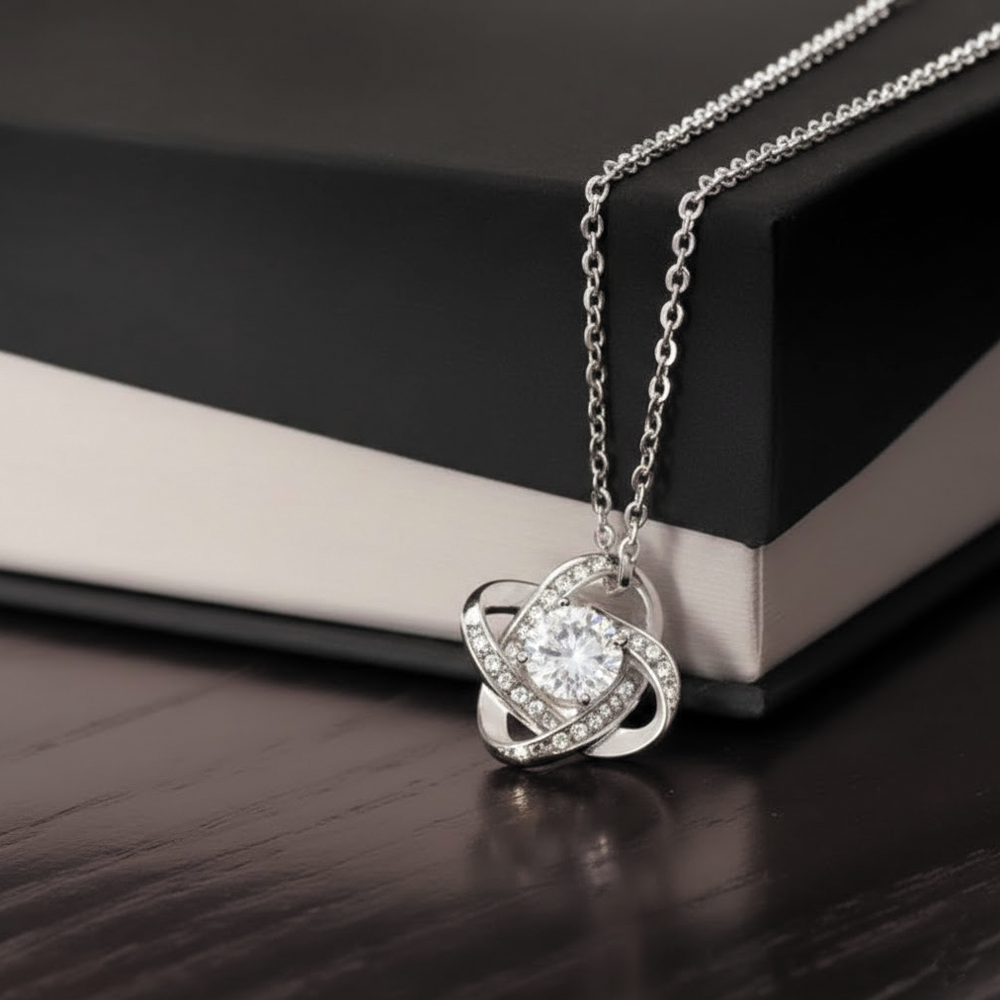 African American - To My Girlfriend Love Knot Necklace in Luxury or Standard Black & White Box