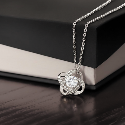 African American - To My Girlfriend Love Knot Necklace in Luxury or Standard Black & White Box