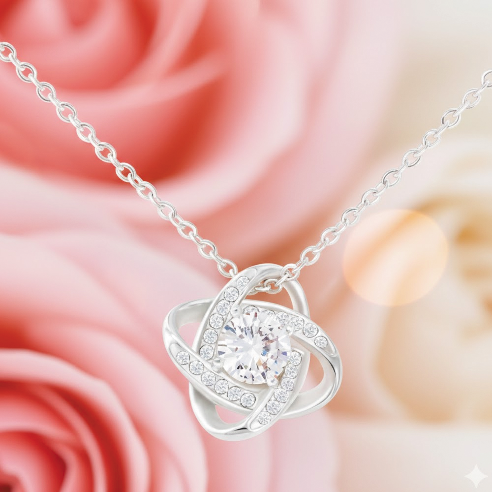 To My Girlfriend Love Knot Necklace in Luxury or Standard Black & White Box