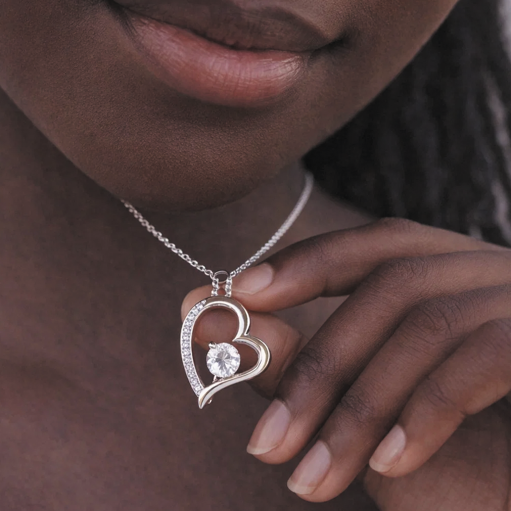 African American - To My Daughter Forever Love Necklace in Luxury and Black & White Standard Box