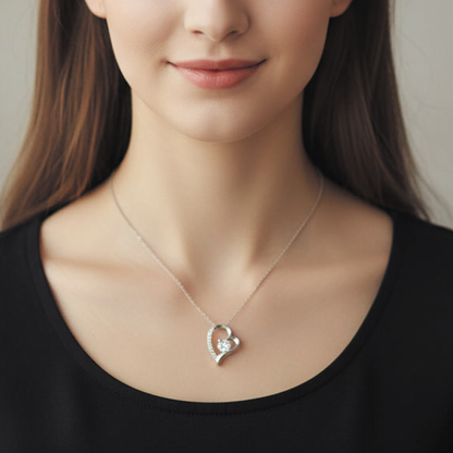 Forever Love Necklace in Luxury Red Heart Rose Box