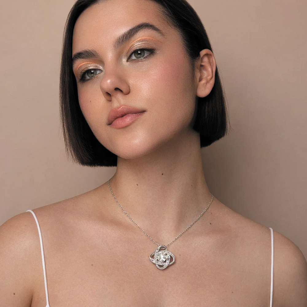 To My Wife Love Knot Necklace in Luxury or Standard Black & White Box