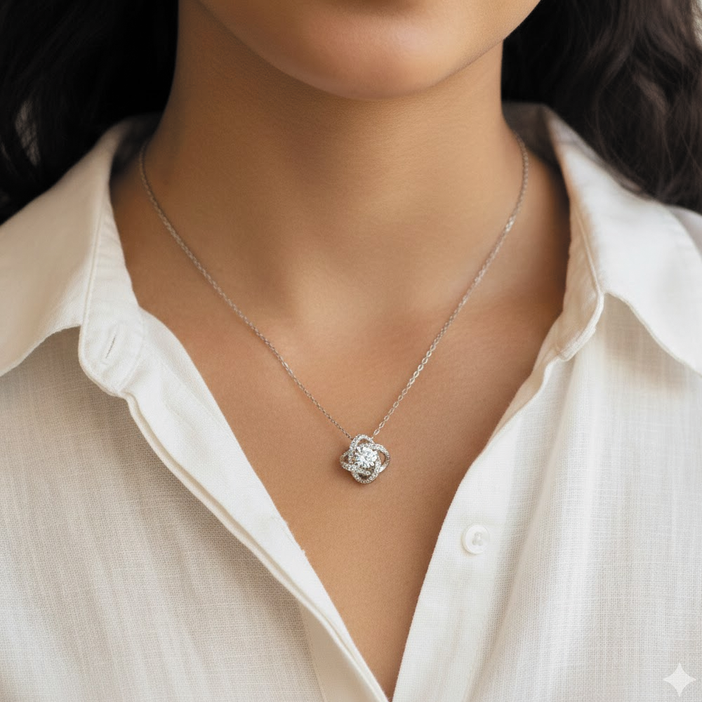 To My Girlfriend Love Knot Necklace in Luxury or Standard Black & White Box