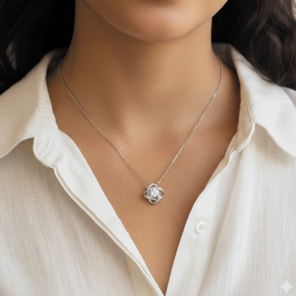 To My Girlfriend Love Knot Necklace in Luxury or Standard Black & White Box