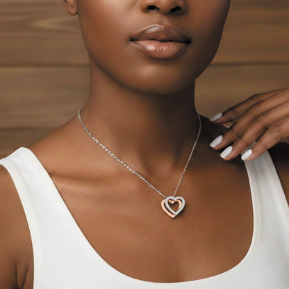 African American - To My Girlfriend Interlocking Hearts Necklace in Luxury or Standard Black & White Box
