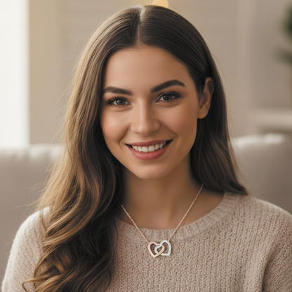 For My Love Interlocking Hearts Necklace (Yellow Gold & White Gold) - Soulmate (Female)