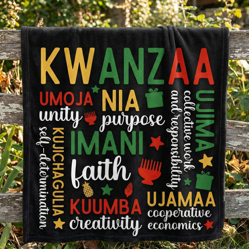 Happy Kwanzaa Cozy Fleece Blanket for Entire Family