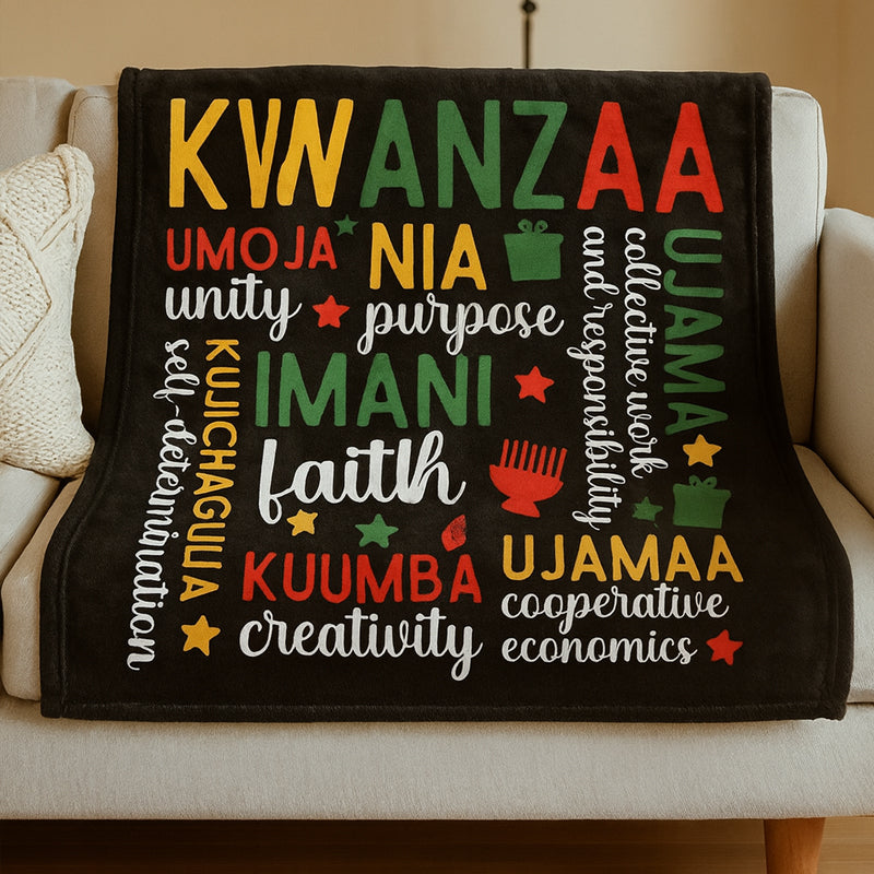 Happy Kwanzaa Cozy Fleece Blanket for Entire Family