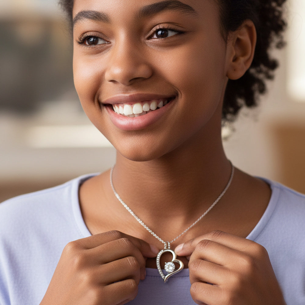 African American - For My Niece Forever Love Necklace in Luxury and Black & White Standard Box