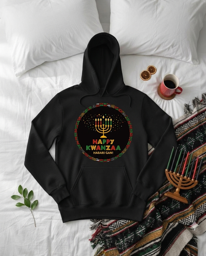 Happy Kwanzaa Unisex Hoodie for Entire Family – Circle Kinara Design  - Adult