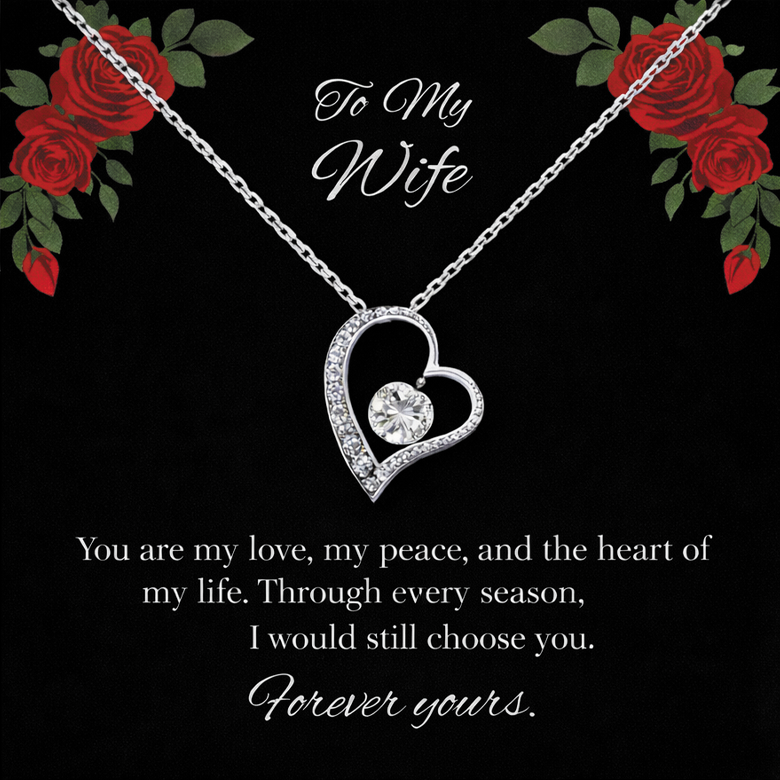 Forever Love Necklace in Luxury Red Heart Rose Box