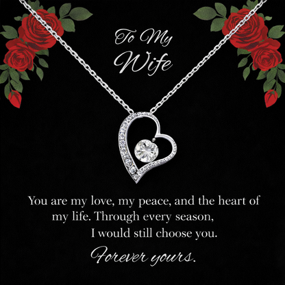 Forever Love Necklace in Luxury Red Heart Rose Box