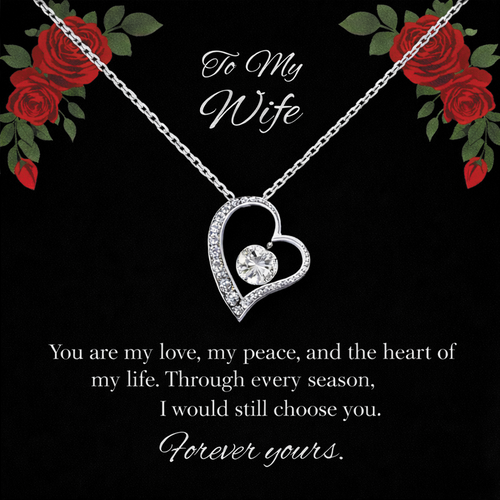 Forever Love Necklace in Luxury Red Heart Rose Box